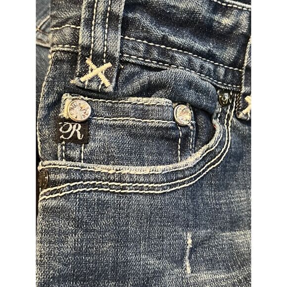 ROCK AND ROLL COWGIRL LOW RISE DISTRESSED BOOTCUT WESTERN BLING RODEO JEANS - Picture 8 of 14